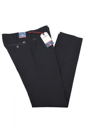 New Company 0245 Ανδρικό Παντελόνι Chinos Πικέ Ελαστικό Με Πλάγια Τσέπη Σε Κανονική Γραμμή Μαύρο