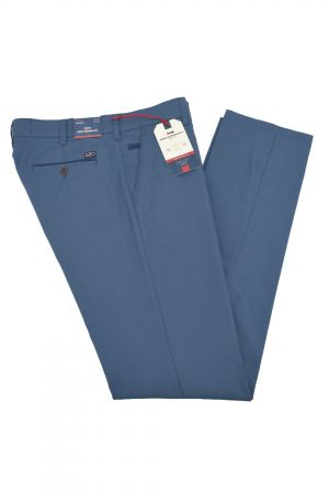 New Company 0245 Ανδρικό Παντελόνι Chinos Πικέ Ελαστικό Με Πλάγια Τσέπη Σε Κανονική Γραμμή Μπλε Ραφ