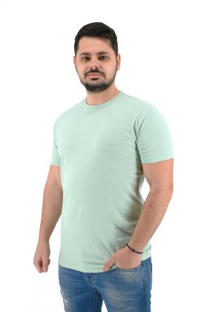 Yes Zee T778-TA00 Ανδρική Μπλούζα Κοντομάνικη T-Shirt Ελαστική Μονόχρωμη Σε Μεσάτη Γραμμή Μέντα - Ανοιχτό Πράσινο