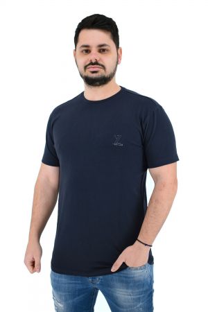 Yes Zee T778-TA00 Ανδρική Μπλούζα Κοντομάνικη T-Shirt Ελαστική Μονόχρωμη Σε Μεσάτη Γραμμή Σκούρο Μπλε