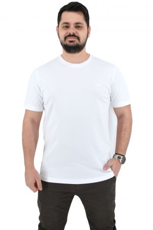 Side Effect RS-4249  Ανδρική Μπλούζα Κοντομάνικη T-Shirt Ελαστική Μονόχρωμη Σε Κανονική Γραμμή Λευκή