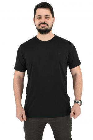 Side Effect RS-4249  Ανδρική Μπλούζα Κοντομάνικη T-Shirt Ελαστική Μονόχρωμη Σε Κανονική Γραμμή Μαύρη