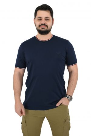 Side Effect RS-4246  Ανδρική Μπλούζα Κοντομάνικη T-Shirt Ελαστική Μονόχρωμη Σε Κανονική Γραμμή Σκούρη Μπλε