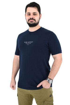 Side Effect RS-4243 Ανδρική Μπλούζα Κοντομάνικη T-Shirt Ελαστική Με Τύπωμα Σε Κανονική Γραμμή Σκούρη Μπλε