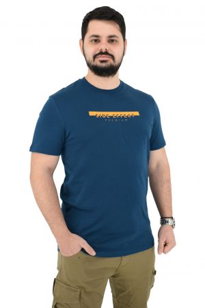 Side Effect RS-4242 Ανδρική Μπλούζα Κοντομάνικη T-Shirt Με Τύπωμα Σε Κανονική Γραμμή Πετρόλ / Μπλε