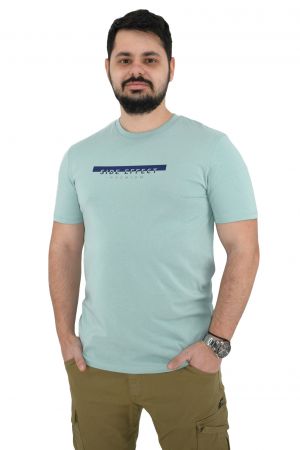 Side Effect RS-4242 Ανδρική Μπλούζα Κοντομάνικη T-Shirt Με Τύπωμα Σε Κανονική Γραμμή Μέντα - Ανοιχτό Πράσινο