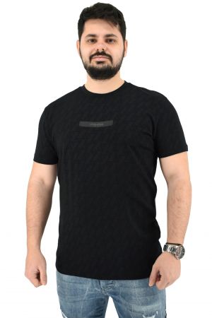 Yes Zee T765-TAST Ανδρική Μπλούζα Κοντομάνικη T-Shirt Με Μοτίβο Και Τύπωμα Ελαστική Σε Μεσάτη Γραμμή Μαύρη