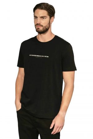 Edward Banjo Ανδρική Μπλούζα Κοντομάνικη T-Shirt Με Τύπωμα Σε Κανονική Γραμμή Μαύρη