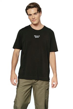 Edward Chelan Ανδρική Μπλούζα Κοντομάνικη T-Shirt Με Τύπωμα Σε Κανονική Γραμμή Μαύρη