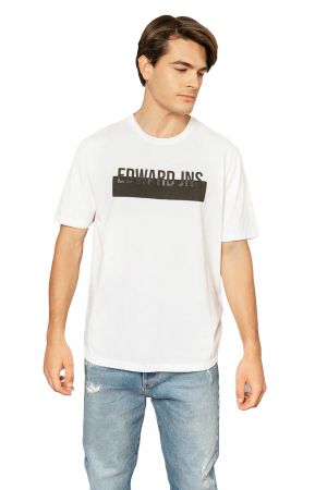 Edward Cormac Ανδρική Μπλούζα Κοντομάνικη T-Shirt Με Τύπωμα Σε Κανονική Γραμμή Λευκή