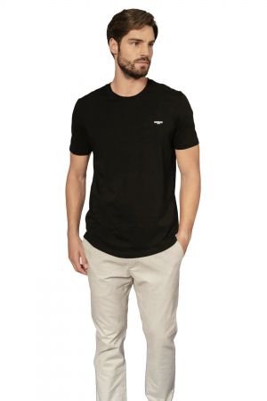Edward  Elliot Ανδρική Μπλούζα Κοντομάνικη T-Shirt Με Τύπωμα Σε Κανονική Γραμμή Μαύρη