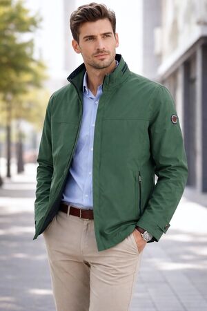 New Company Ανδρικό Ανοιξιάτικο Λεπτό Μπουφάν Αδιάβροχο Και Αντιανεμικό Σε Κανονική Γραμμή Πράσινο ΚΩΔ: 2010