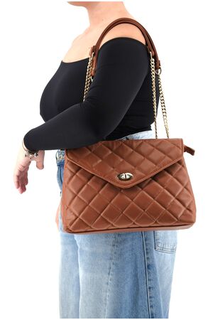 Bag to Bag Τσάντα Ώμου Καπιτονέ Σε Ταμπά Χρώμα - S350