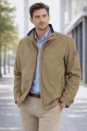 New Company Ανδρικό Ανοιξιάτικο Λεπτό Μπουφάν Αδιάβροχο Και Αντιανεμικό Σε Κανονική Γραμμή Ταμπά / Σκούρο Μπεζ  ΚΩΔ: 2010