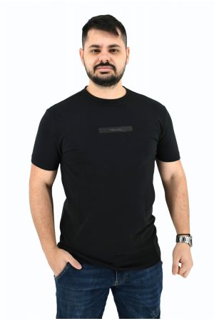Yes Zee T763/TA01 Ανδρική Μπλούζα Κοντομάνικη T-Shirt Μονόχρωμη Ελαστική Σε Μεσάτη Γραμμή Μαύρη
