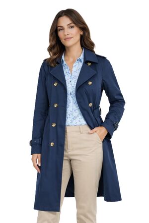 Γυναικεία Ανοιξιάτικη Καπαρντίνα Σε Μπλε Χρώμα ΚΩΔ:Α23157