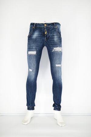 Profil 3009 Men's Jeans With Slits Slim Fit Blue