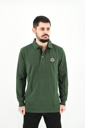 Be Board 03M9230 Men's Blouse Long Sleeve Polo Slim Fit Green