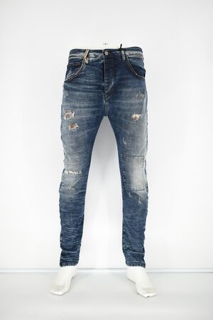 Stefan 2011-18 Men's Jeans With Wear Slim Fit Blue