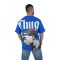 2512 2Pac Ανδρική Μπλούζα Κοντομάνικη T-Shirt Με Τύπωμα Στο Στήθος Και Στη Πλάτη Σε Oversize Γραμμή Μπλε